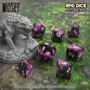 Green Stuff World - 7x Mix 16mm Dice - Purple Black