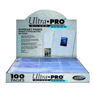 Ultra Pro - Silver 9-Pocket Pages (11 Hole) Display (100 Pages)