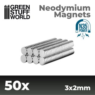 Green Stuff World - Neodymium Magnets 3x2mm - 50 units  (N35)