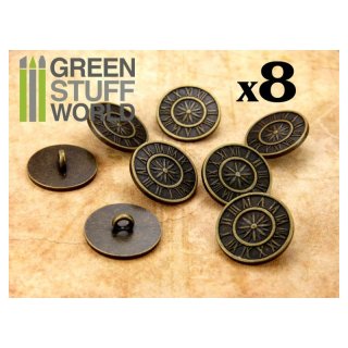 Green Stuff World - 8x Steampunk Buttons OLD WATCH - Bronze