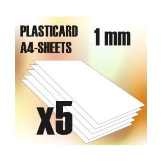 Green Stuff World - ABS Plasticard A4 - 1 mm COMBOx5 sheets