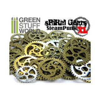 Green Stuff World - SteamPunk SPIRAL GEARS & COGS Beads 85gr XL size
