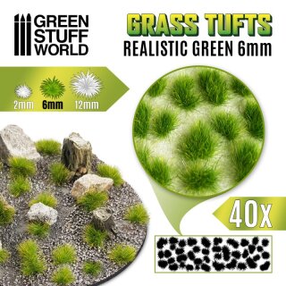 Green Stuff World - Grass TUFTS - 6mm self-adhesive - REALISTIC GREEN
