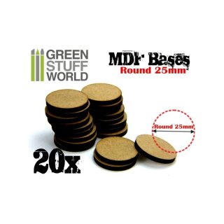 Green Stuff World - MDF Bases - Round 25 mm