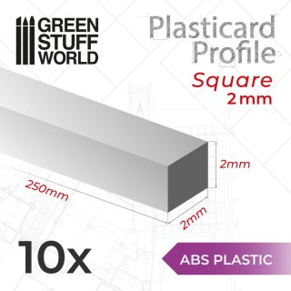 Green Stuff World - ABS Plasticard - Profile SQUARED ROD 2 mm