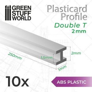 Green Stuff World - ABS Plasticard - Profile DOUBLE-T 2 mm