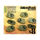 8x Steampunk Oval Buttons WATCH MOVEMENTS - Bronze