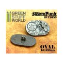 8x Steampunk Oval Buttons WATCH MOVEMENTS - Silver