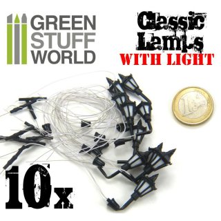 Green Stuff World - 10x Classic WALL Lamps with LED Lights