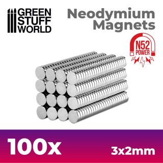 Green Stuff World - Neodymium Magnets 3x2mm - 100 units (N52)