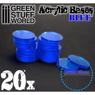 Green Stuff World - Acrylic Bases - Round 25 mm CLEAR BLUE