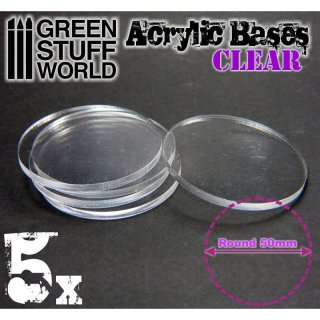 Green Stuff World - Acrylic Bases - Round 50 mm CLEAR
