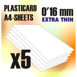 Green Stuff World - ABS Plasticard A4 - 0,16mm COMBOx5 sheets