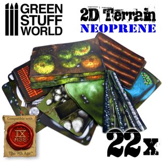 Green Stuff World - 2D Neoprene Terrain set - 22 pieces