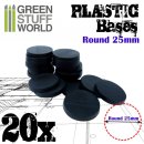 Green Stuff World - Plastic Bases - Round 25mm BLACK