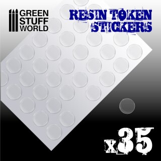 35x Resin Token Stickers 25mm