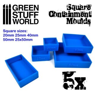 Green Stuff World - 5x Containment Moulds for Bases - Square