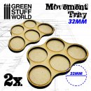 Green Stuff World - MDF Movement Trays 32mm x5 - Skirmish