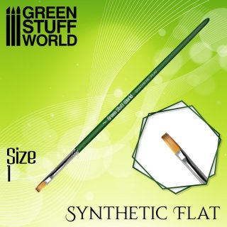 Green Stuff World - GREEN SERIES Flat Synthetic Brush Size 1
