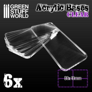 Green Stuff World - Acrylic Bases - Square 80x40mm CLEAR