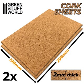 Cork Sheet in 2mm x2