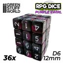 36x D6 12mm Dice - Purple Swirl