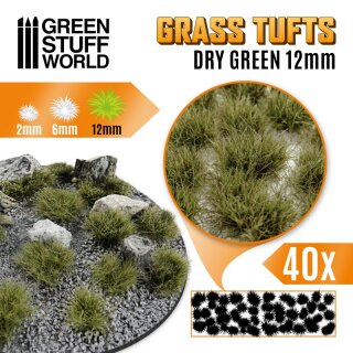 Green Stuff World - Grass TUFTS - 12mm self-adhesive - DRY GREEN