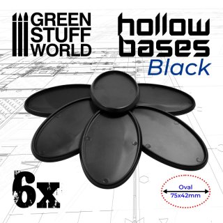 Green Stuff World - Hollow Plastic Bases - BLACK Oval 75x42mm