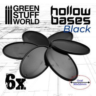 Green Stuff World - Hollow Plastic Bases - BLACK Oval 90x52mm