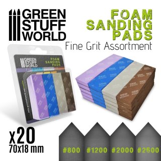 Green Stuff World - Foam Sanding Pads - FINE GRIT ASSORTMENT x20