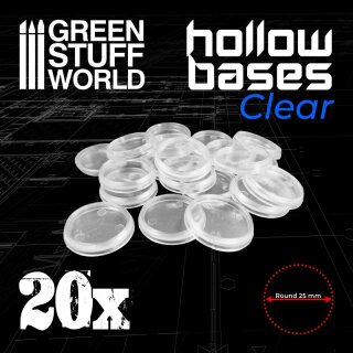 Transparent Hollow Plastic Bases - ROUND 25mm