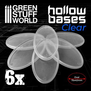 Green Stuff World - Hollow Plastic Bases -TRANSPARENT - Oval 75x42mm