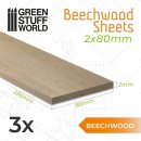 Green Stuff World - Beechwood sheet 2x80x250mm
