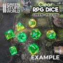 12x D6 16mm Dice - Clear Green/Yellow