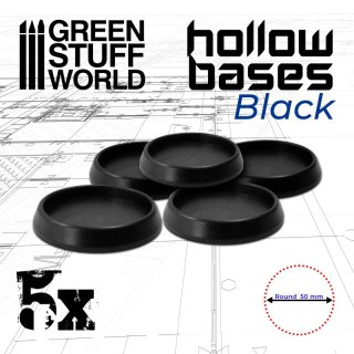Green Stuff World - Hollow Plastic Bases - BLACK 50mm