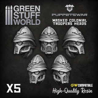 Green Stuff World - Masked Colonial Troopers Heads
