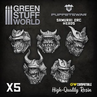 Green Stuff World - Samurai Orc Heads