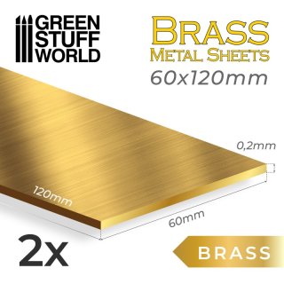 Green Stuff World - BRASS Metal sheets 60x120mm (Pack x2)