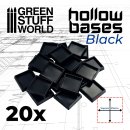 Green Stuff World - Hollow Black Plastic Bases - Square 25 mm