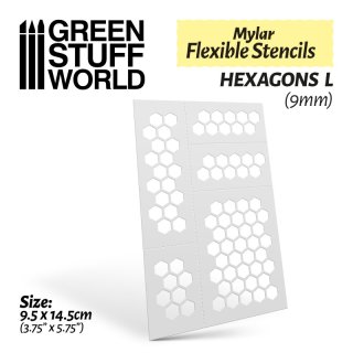 Green Stuff World - Flexible Stencils - HEXAGONS L (9mm)
