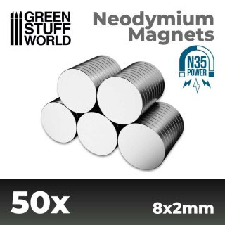 Green Stuff World - Neodymium Magnets 8x2mm - 50 units (N35)