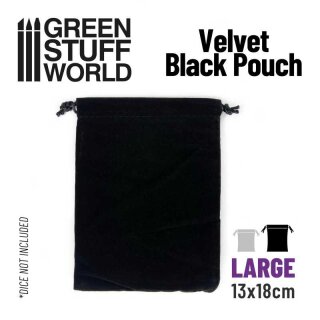 Green Stuff World - LARGE Velvet Black Pouch with Drawstrings