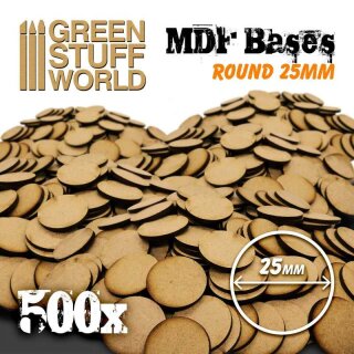 Green Stuff World - MDF Bases - Round 25 mm (Pack x500)