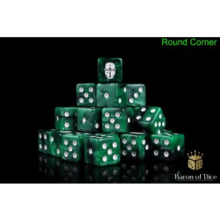Baron of Dice - Imperial Helm, Green 16mm Round Corner Dice (25)