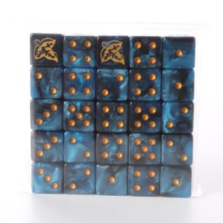 Baron of Dice - Leaf (Gold / Blue) 16mm Square Corner Dice (25)