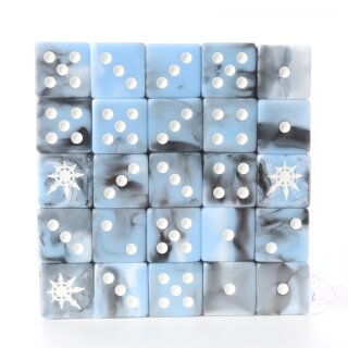 Baron of Dice - Cogs of Chaos (White / Blue) 16mm Square Corner Dice (25)
