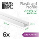 Green Stuff World - ABS Plasticard U-profile - 6x3mm