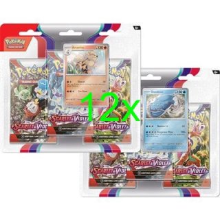 Pokemon TCG - Scarlet & Violet 1 3-Pack Blister Display (24 Blister) - Englisch