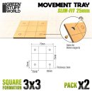 Green Stuff World - MDF Movement Trays - Slimfit Square 25 mm 3x3