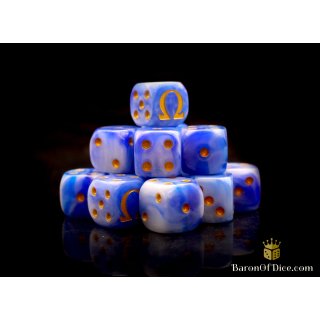 Baron of Dice - Omega, Gold 16mm Round Corner Dice (25)